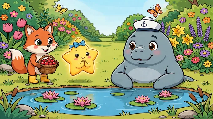 Manny the Manatee kindly asking for berries at the pond